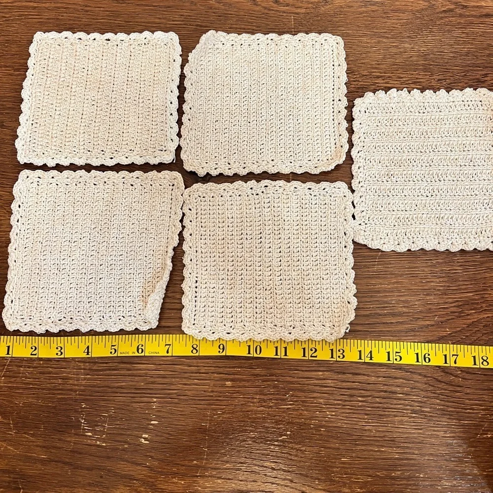 Cream Crochet Coasters Set
